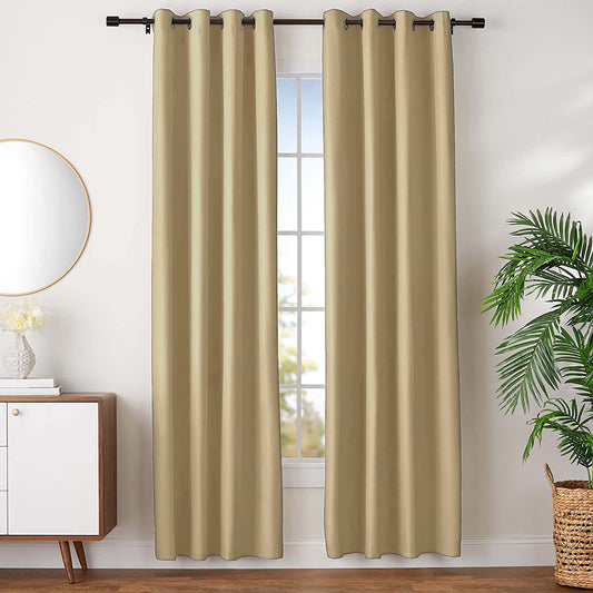 Blackout Room Darkening Grommet Curtains - Shades of Beige and Coffee